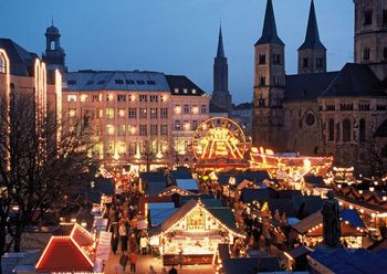 Brightly-lit stalls in Beethoven?s home town