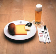 Cologne Local specialities: Halber Hahn (bread roll & cheese) and a glass of Klsch beer